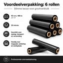 NaturaSterk Handwikkelfolie Zwart – 50 cm x 186 m – 20 micron – Zwarte Palletfolie / Stretchfolie – 6 Rollen — afbeelding 4