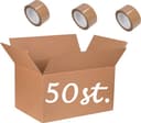 Verhuisdoos 50 stuks XXL Karton 1000 x 500 x 500 mm 1 ROL PLAKBAND 100m Kartonnen dubbele Golf Bruin Doos 100 x 50 x 50 cm opbergdoos STEVIG 5-laags karton 650g/m2 250 L — afbeelding 1