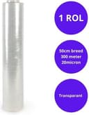 Handwikkelfolie - rekfolie - stretchfolie - inpakfolie - pallet folie - transparant - 50cm x 300m - 20 micron - 1 rol — afbeelding 1