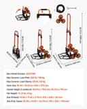 Steekwagen Traploper - Opvouwbare Trapklimwagen - Draagvermogen 54 kg - Telescopische Handgreep - 6 Wielen - 2 Spanbanden — afbeelding 6