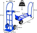Mega-M Professionele Steekwagen 2w1 - Plateauwagen - Draagvermogen 250 kg - Luchtbanden - Ombouwbaar Horizontaal & Verticaal - Blauw RAL 5010 — afbeelding 2