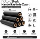 NaturaSterk Handwikkelfolie Zwart – 50 cm x 186 m – 20 micron – Zwarte Palletfolie / Stretchfolie – 6 Rollen — afbeelding 2