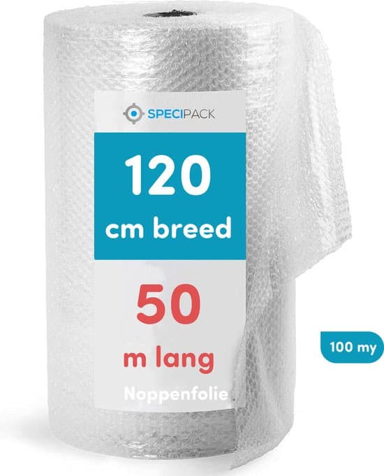Specipack® Noppenfolie grote noppen - Ideaal om breekbare spullen te verpakken - Luchtkussenfolie - Effectief voor verpakkingsmaterialen - Verpakkingsfolie - 120 cm x 50 m x 100 MY