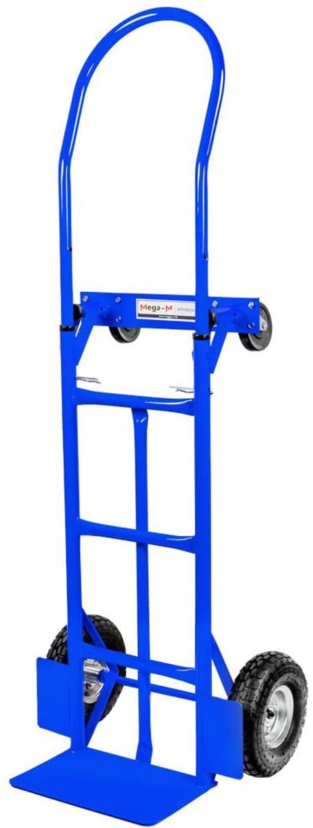 Mega-M Professionele Steekwagen 2w1 - Plateauwagen - Draagvermogen 250 kg - Luchtbanden - Ombouwbaar Horizontaal & Verticaal - Blauw RAL 5010