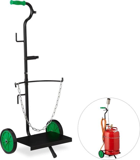 steekwagen gasflessen - voor 5 en 11 kg - rubberen banden - staal