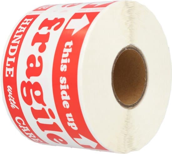 Etiketten fragile — deze zijde boven