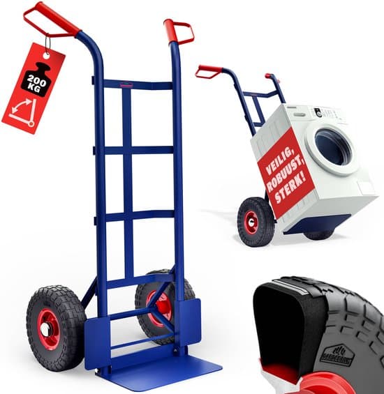 Gardebruk Steekwagen – Transportkar Opvouwbaar Luchtbanden 200kg – Blauw