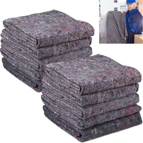 verhuisdekens - 10 stuks - beschermdeken - gerecycled vlies - opslagdeken - 150x200 cm - grijs