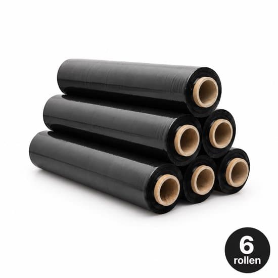 NaturaSterk Handwikkelfolie Zwart – 50 cm x 186 m – 20 micron – Zwarte Palletfolie / Stretchfolie – 6 Rollen